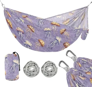 Camping Hammock Outdoor Hammocks for Outside Jellyfish Violet Beach Trees Portable Lightweight with Pockets Tree Straps Indoor