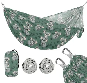 Camping Hammock Outdoor Hammocks for Outside Koala Dark Green Beach Trees Portable Lightweight with Pockets Tree Straps Indoor