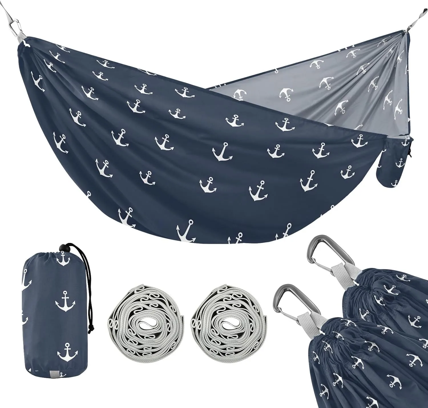 Camping Hammock Outdoor Hammocks for Outside Nautical Beach Trees Portable Lightweight with Pockets Tree Straps Indoor