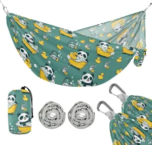 Camping Hammock Outdoor Hammocks for Outside Panda Bathing Beach Trees Portable Lightweight with Pockets Tree Straps Indoor
