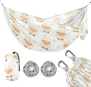 Camping Hammock Outdoor Hammocks for Outside Sheep White Beach Trees Portable Lightweight with Pockets Tree Straps Indoor Small