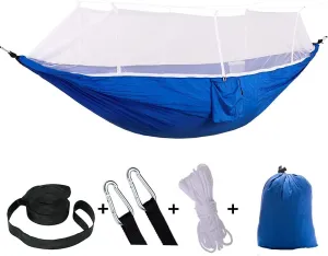 Camping Hammock -Portable Hammock，Insect and Mosquito nets, Multi-Person Load Bearing，Ultralight Nylon Camping Air Tent (Blue (White Net))