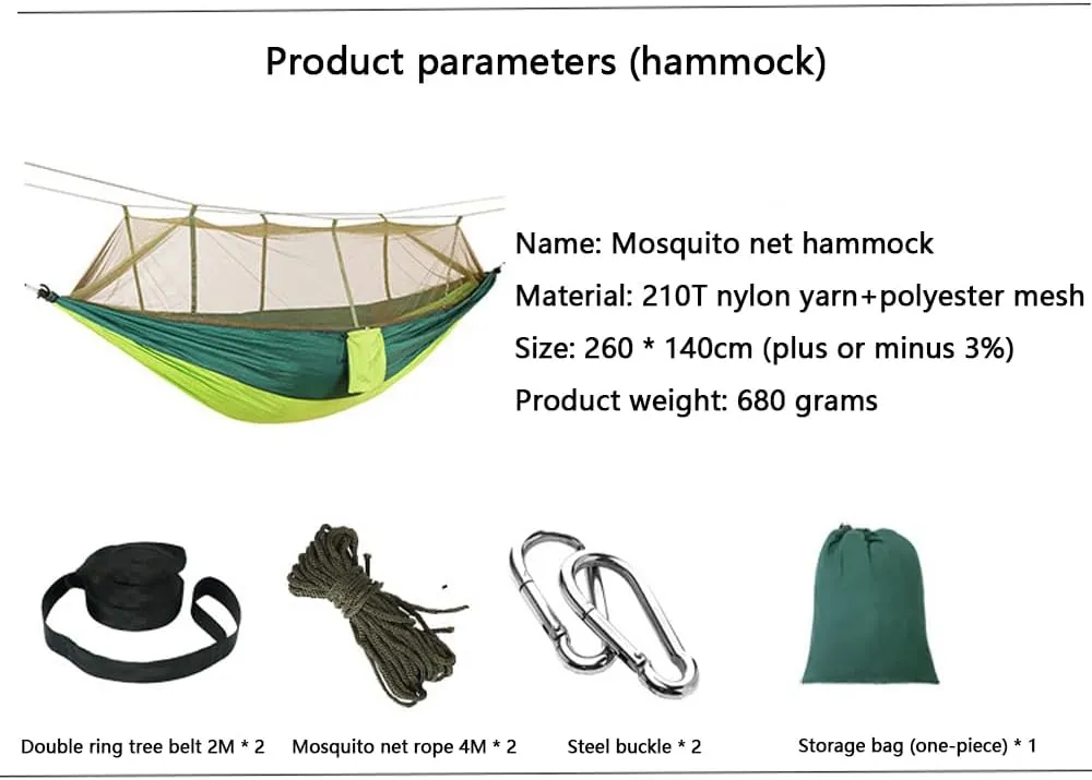 Camping Hammock -Portable Hammock，Insect and Mosquito nets, Multi-Person Load Bearing，Ultralight Nylon Camping Air Tent (Blue (White Net))