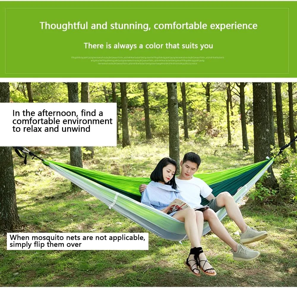 Camping Hammock -Portable Hammock，Insect and Mosquito nets, Multi-Person Load Bearing，Ultralight Nylon Camping Air Tent (Blue (White Net))