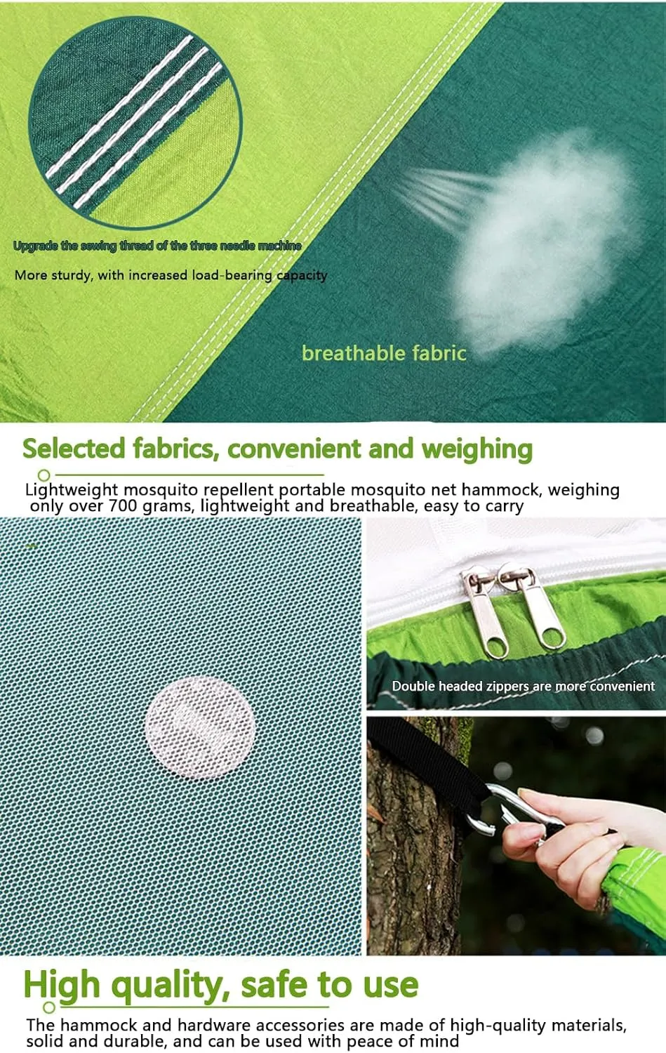 Camping Hammock -Portable Hammock，Insect and Mosquito nets, Multi-Person Load Bearing，Ultralight Nylon Camping Air Tent (Blue (White Net))