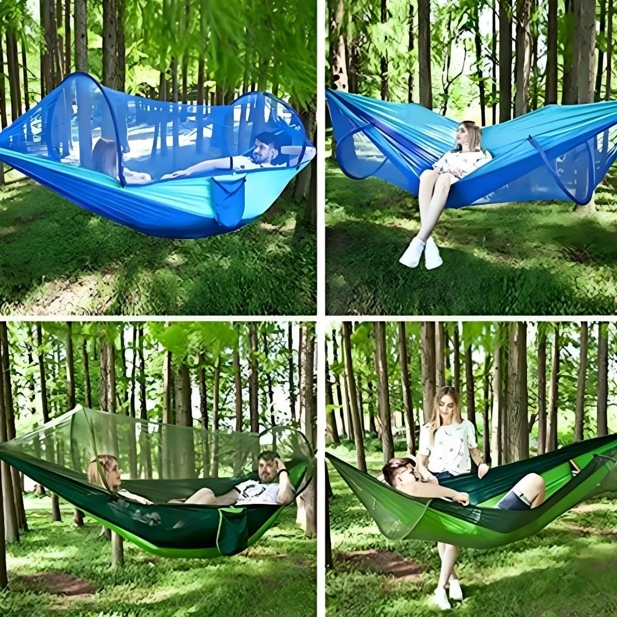 Camping Hammock with Net, Hammock Tent Strong Load Bearing Capacity, Portable Hammock Camping Breathable Mosquito Proof, for Outdoor Use(Green,260 * 140cm)