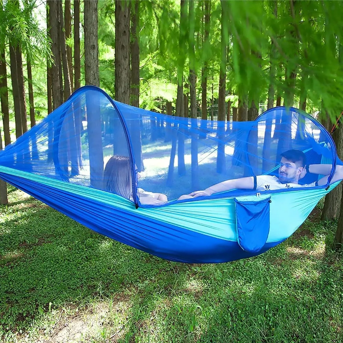Camping Hammock with Net, Hammock Tent Strong Load Bearing Capacity, Portable Hammock Camping Breathable Mosquito Proof, for Outdoor Use(Green,260 * 140cm)