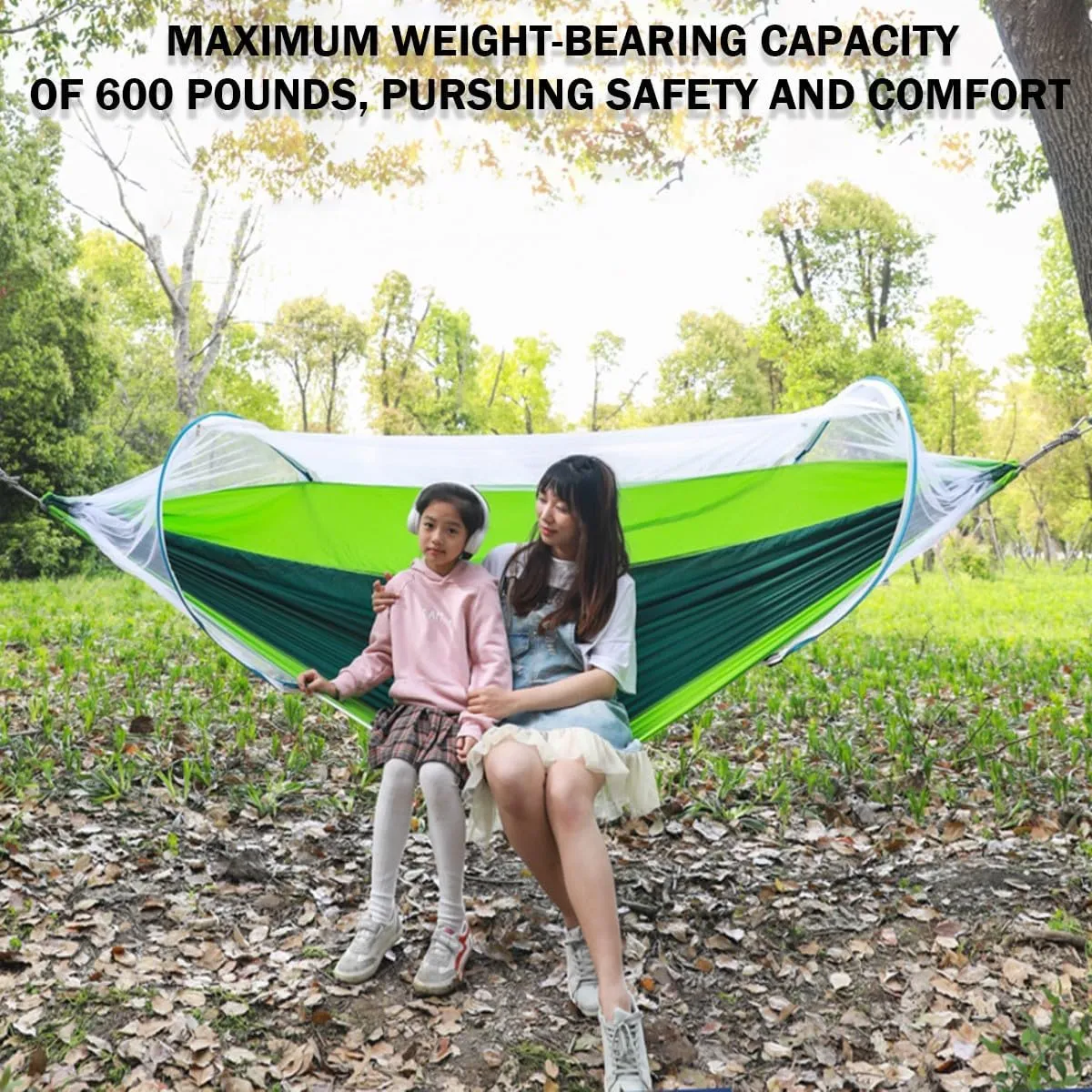 Camping Hammock with Net, Hammock Tent Strong Load Bearing Capacity, Portable Hammock Camping Breathable Mosquito Proof, for Outdoor Use(Green,260 * 140cm)