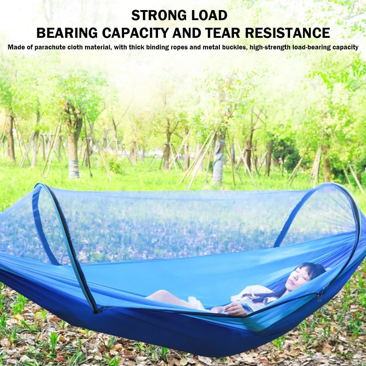 Camping Hammock with Net, Hammock Tent Strong Load Bearing Capacity, Portable Hammock Camping Breathable Mosquito Proof, for Outdoor Use(Green,260 * 140cm)