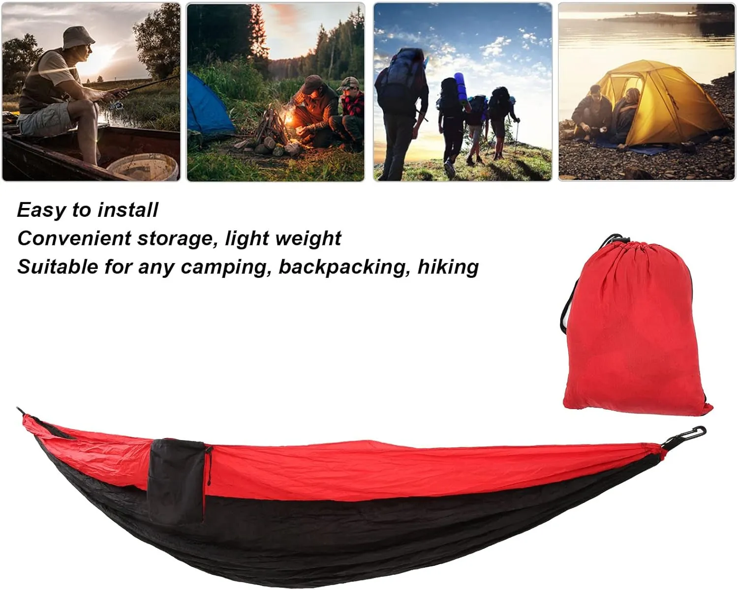 Camping Hammock,Lightweight Nylon Parachute Hammocks,Double Hammock,300 x 200cm Two Person Travel Hammock for Backpacking,Travel,Patio,Hiking(Blue)(Red)