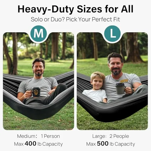 Camping Hammock,Lightweight Portable Double & Single Hammock w/ Straps