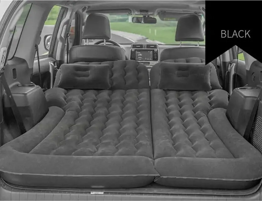 Camping Is Easy® SUV Air Mattress Thickened and Double-Sided Flocking Travel Camping Bed with 2 Pillows & Electric Pump Dedicated Mobile Cushion Inflatable Bed for SUV Trunk and Rear Seat