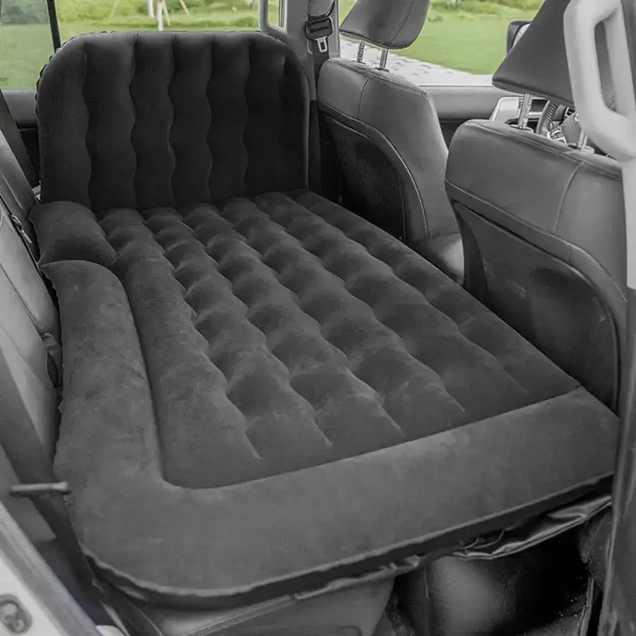 Camping Is Easy® SUV Air Mattress Thickened and Double-Sided Flocking Travel Camping Bed with 2 Pillows & Electric Pump Dedicated Mobile Cushion Inflatable Bed for SUV Trunk and Rear Seat