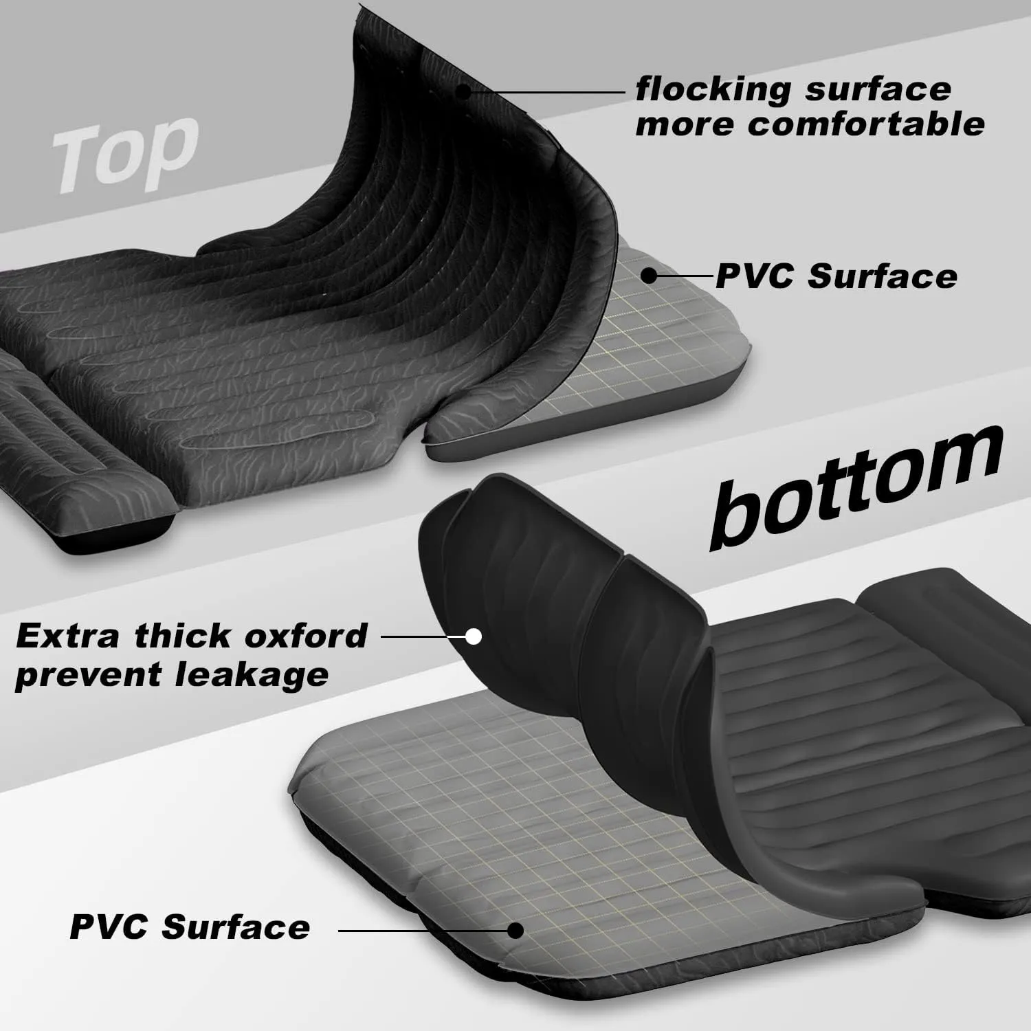 Camping Is Easy® SUV Air Mattress Thickened and Double-Sided Flocking Travel Camping Bed with 2 Pillows & Electric Pump Dedicated Mobile Cushion Inflatable Bed for SUV Trunk and Rear Seat