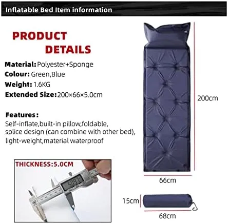 Camping Mat Ultralight Portable Travel Sleeping Pad Collapsible Splicing Automatic Inflatable Mattress (B)