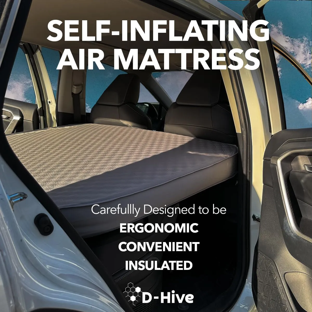 Camping Mattress - Compatible with Tesla Model Y, 4.5" Extra Thick Self-Inflating Air Mattress, Self-Inflating Sleeping Pad Car Mattress, Solid Foam for All-Seasons, Fits SUVs incl Pump