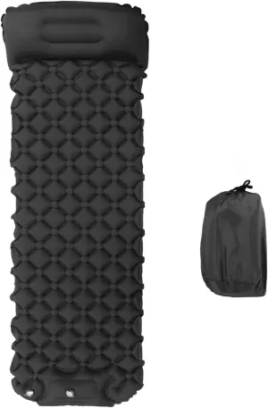 Camping Sleeping Pad Inflatable Mat Built in Pump Outdoor Water Proof Sealing Foot Press Inflating Space Saving Backpacking (Dark Gray)