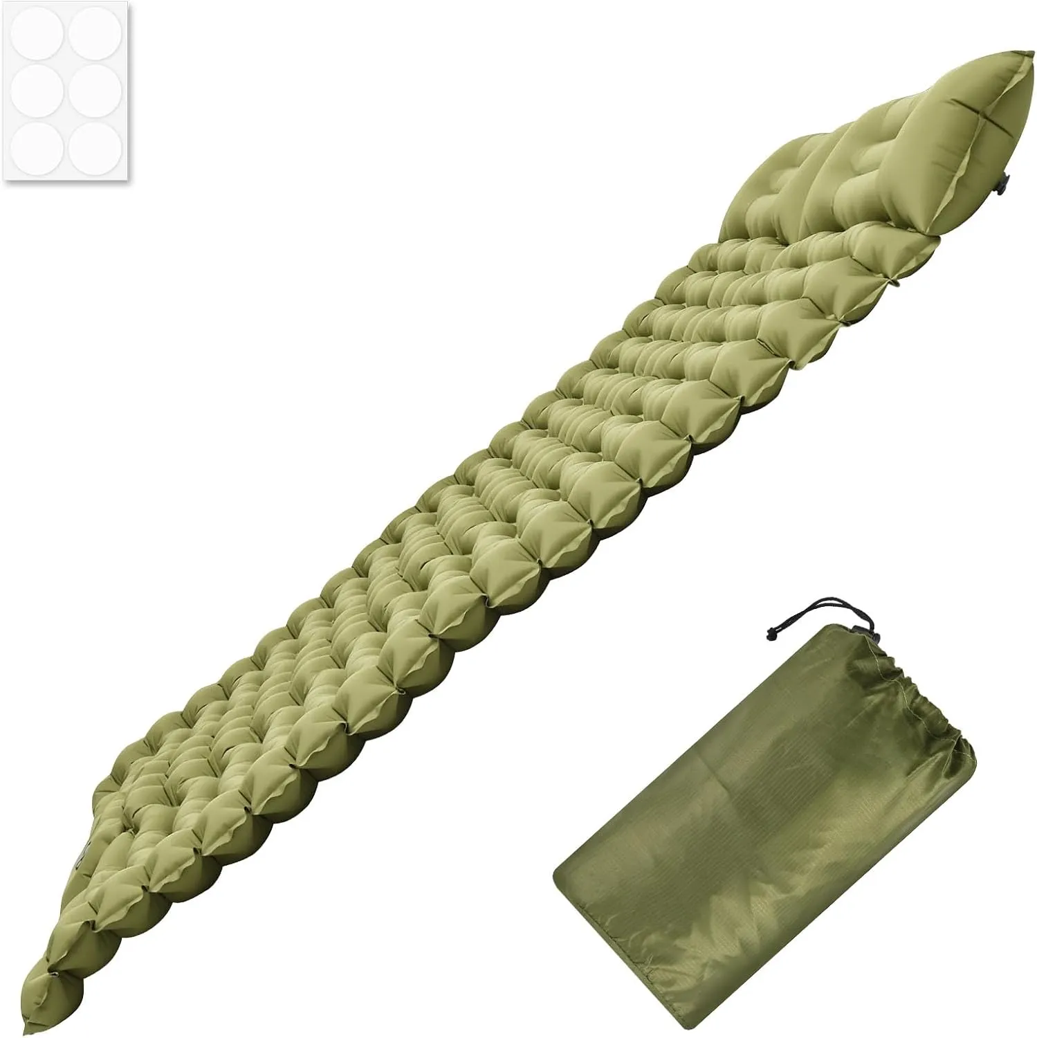 Camping Sleeping Pad, Inflatable Sleeping Mat with Storage Bag, Portable Camping Mat with Pillow Built-in Foot Pump, Double Sleeping Pad for Traveling Outside(Green,Two Persons)