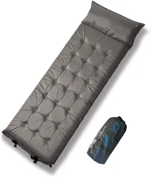 Camping Sleeping Pad Inflatable with Pillow, Ultralight Outdoor Waterproof Camping Mattress for Hiking Backpacking Travel (Color : Gray)