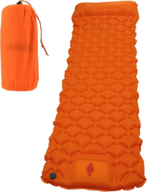 Camping Sleeping Pads, Non-Spliceable Camping Mat with Pillow, Foot Inflatable Camping Mat, for Camping Backpacking Hiking, Orange