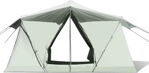 Camping Tents 3-4 Person Family Tents, Waterproof and Windproof Cotton Tent with Canopy, Double Tent Door Instant Cabin Tent for Beach Picnic Hiking Travel Sports Outdoor