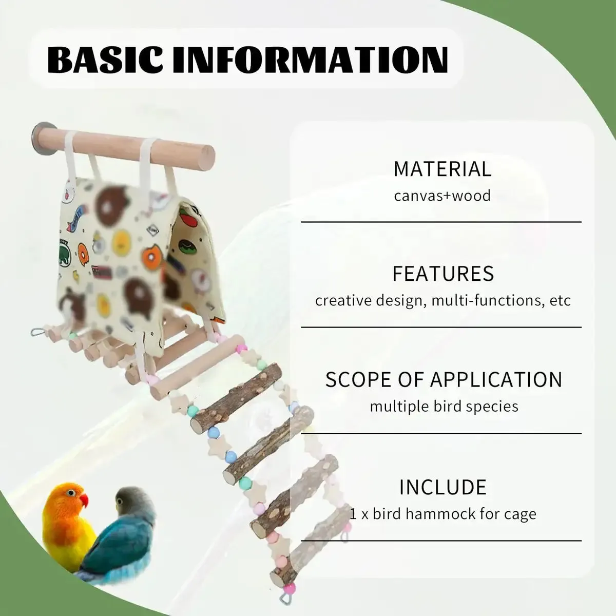 Canvas Bird Hammock with Ladder