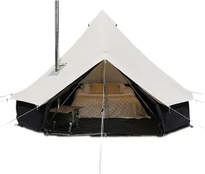 Canvas Tent Bell Tent,Yurt Tent with Stove Jack,4 Season Tent with Zipped Removable Floor,Family Camping Outdoor Hunting Party
