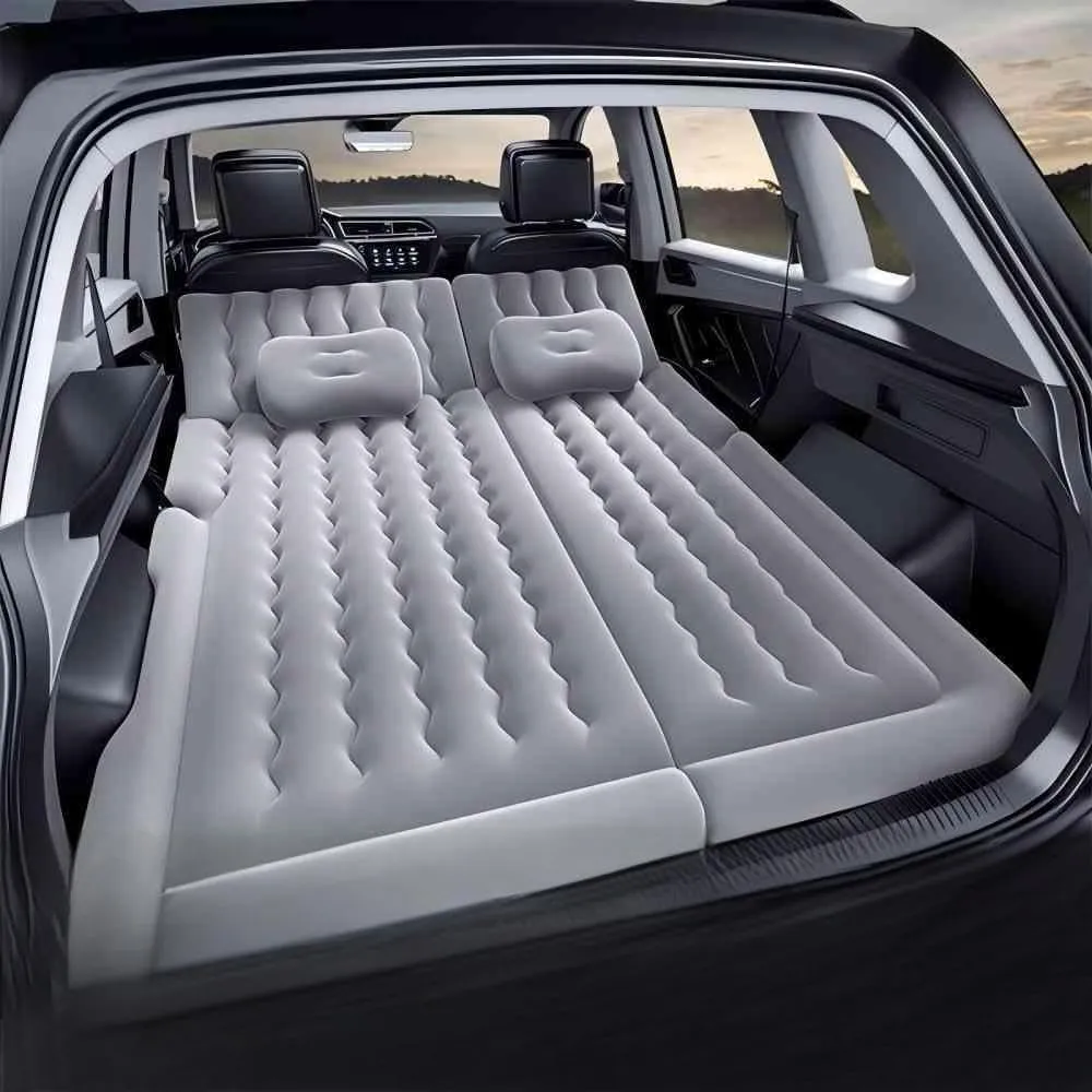Car Air Mattress for Chevrolet Explorer 2017 2018 2019 2020 2021 2022 2023,Flocking & PVC Thickened Double-Sided Portable Foldable Sleeping Pad Back Seat Trunk Inflatable Electric Pump Pillows