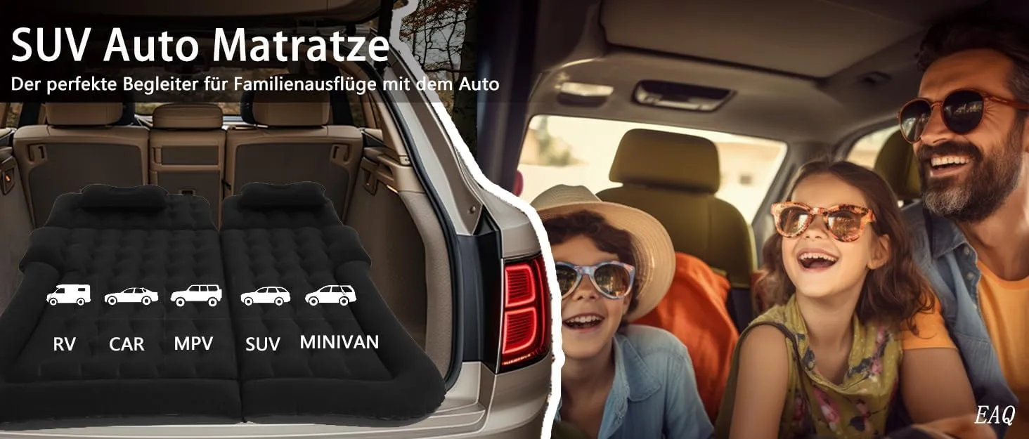 Car Air Mattress for Mini Countryman with Cup Holder 2010 2011 2012 2013 2014 2015 2016 2017 R60, Travel Camping Thickened Portable Inflatable Bed PVC Flocking Trunk Sleeping Mats,Black