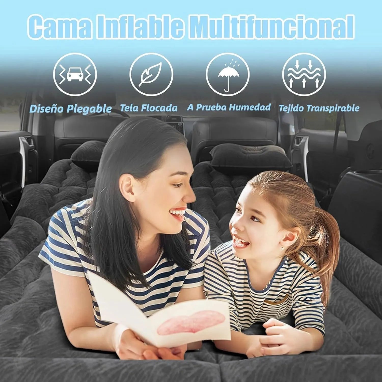 Car Bed for Ford Edge 2007-2020 2021 2022 2023 2024 2025, Portable Folding Double Car Air Mattress Trunk Airbed Sleeping Bed Traveling Car Accessories,Black