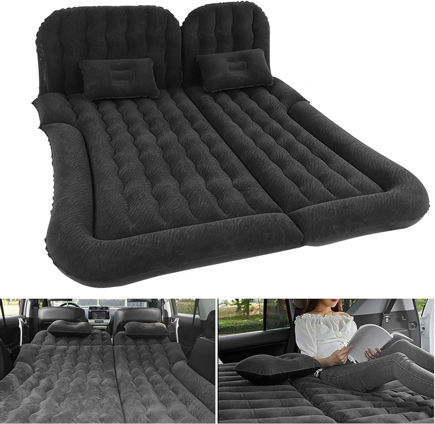 Car Bed for Ford Edge 2007-2020 2021 2022 2023 2024 2025, Portable Folding Double Car Air Mattress Trunk Airbed Sleeping Bed Traveling Car Accessories,Black