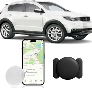 Car GPS Tracking Device for Vehicles,Cars etc,GPS Tracker for Car Works with Apple Find My (iOS Only),Mini Hidden Car Tracker with Magnetic Waterproof Case,No Monthly Fee (Black,1PCS)