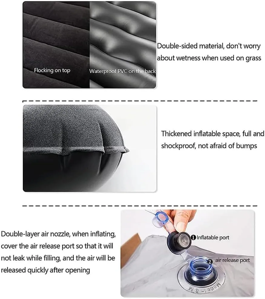 Car Inflatable Mattress for Ford Bronco 2021 2022 2023 2024 Rear Trunk Air Cushion Camping Travel Folding Self Inflating Sleeping Pad Back Seat Air Mattresses,Grey1