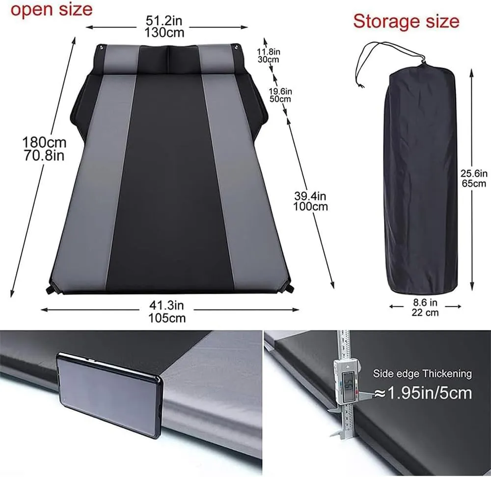 Car Inflatable Mattress for Kia EV6 2022 2023 2024 2025 Self Inflating Sleeping Pad Thickened Air Bed Cushion Camping Travel Mattress Multifunctional,Black