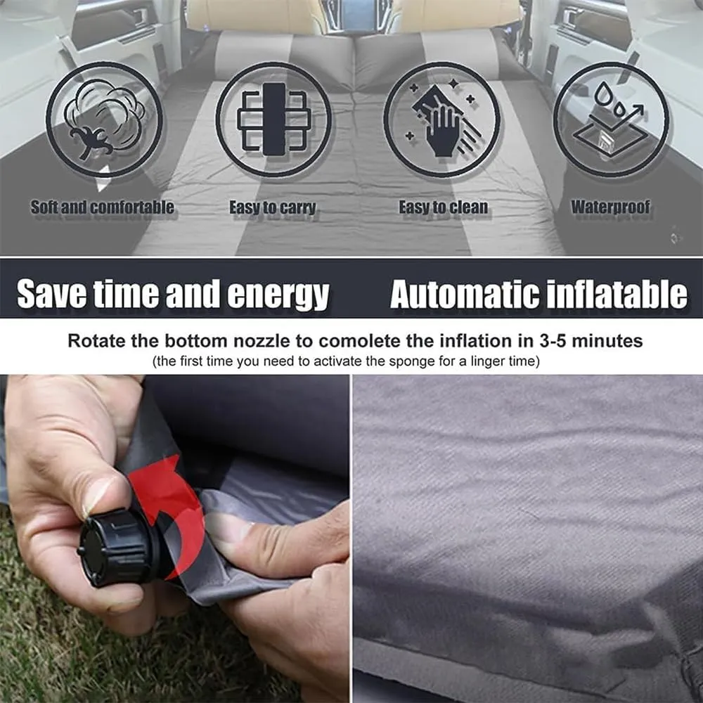 Car Inflatable Mattress for Kia EV6 2022 2023 2024 2025 Self Inflating Sleeping Pad Thickened Air Bed Cushion Camping Travel Mattress Multifunctional,Black
