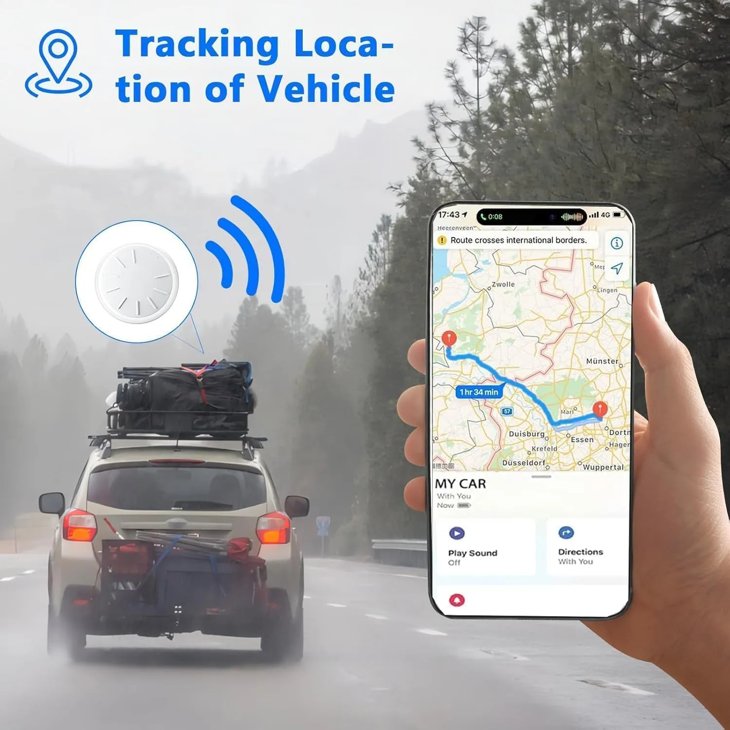 Car Tracker Without Subscription,Magnetic Vehicle GPS Tracker,Car Tracker Hidden Device with Magnetic Waterproof Case,Car Locator Work with Apple Find My App (iOS Only) (Black,2PCS)