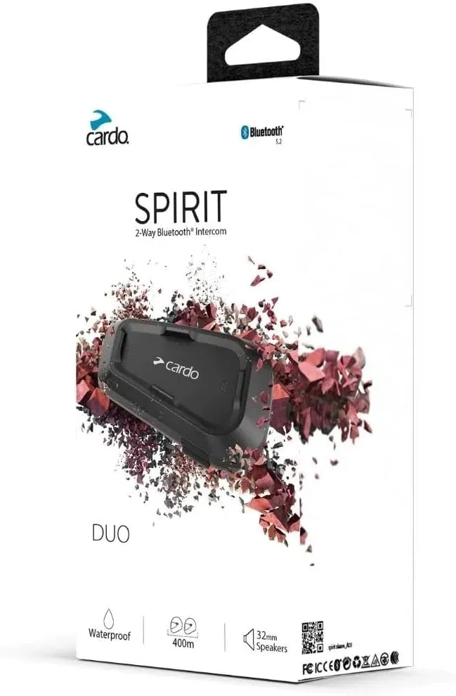 Cardo Systems Spirit Motorcycle Bluetooth Communication Headset - Black, Single Pack