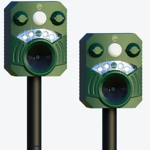 Careland 2 Pcs Solar Deer Repellent Outdoor Animal Cat Device Repel Cats Dogs Deers Raccoon Skunk Waterproof