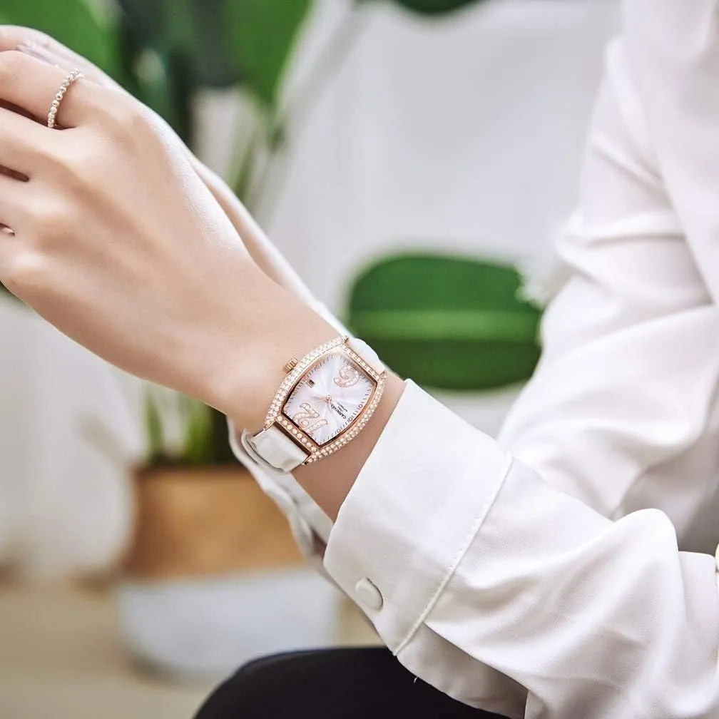 Carnival Women's Automatic Mechanical Watch Tonneau with Leather Band