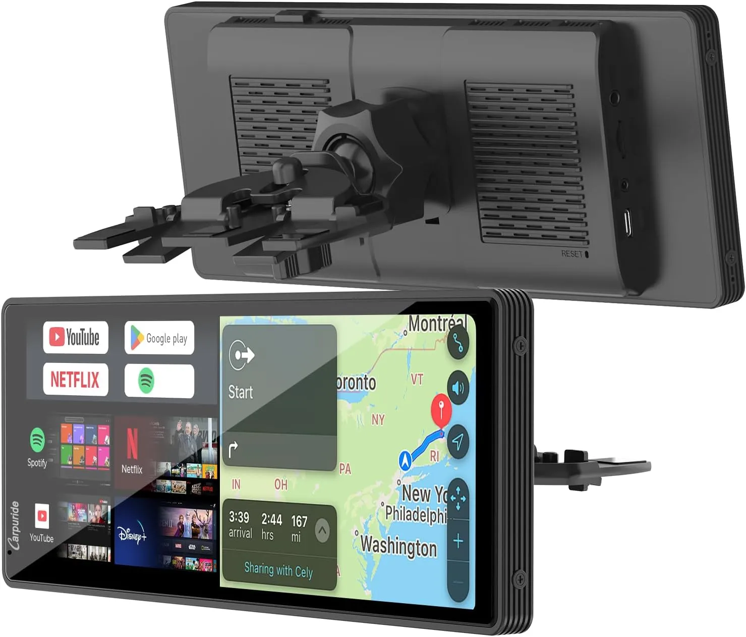 CARPURIDE Wireless CarPlay & Android Auto 4 64GB 8-Core, Online & Offline GPS Navigation 10.26 inch Car Play Screen, G00GLE Play, Netflix, Mirror Link, Bluetooth, GPS-Antenne, Backup Cam