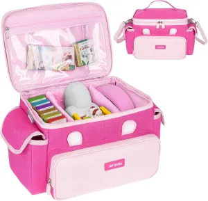 Carrying Case Fit for Little Tikes Story Dream Machine Books Starter Set, Cute Storage Bag Compatible with Toniebox, Storypod Audio Player and Accessories, Pink (Bag Only)
