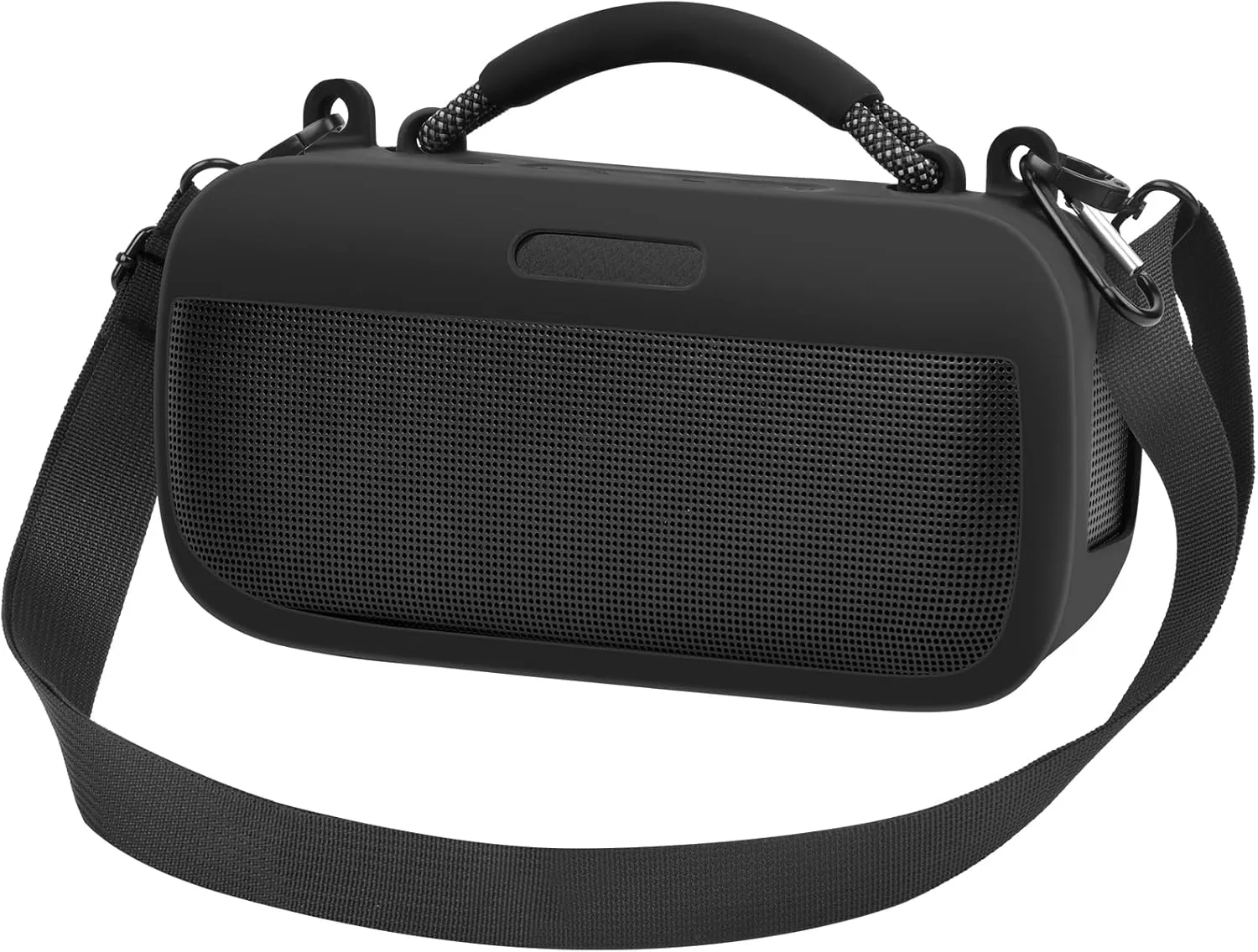 Case Compatible with Bose SoundLink Max Portable Speaker, Silicone Cover Pouch Bag with Travel Carrying Shoulder Strap, Ideal for Mountaineering, Hiking, and Outdoor (Black)