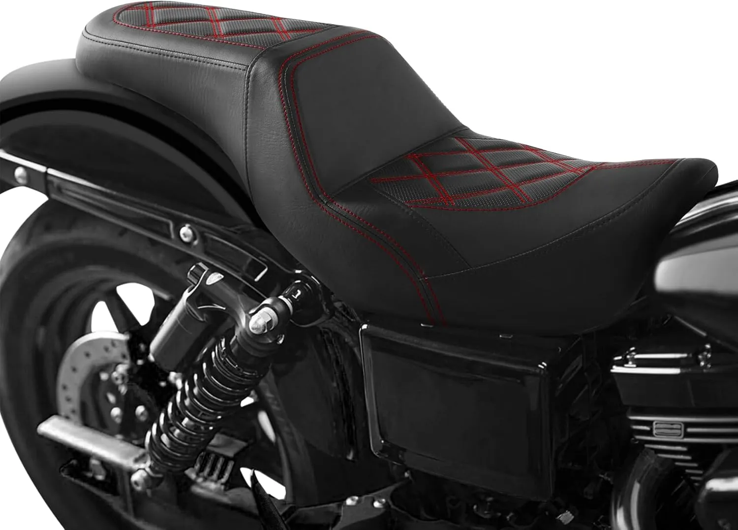 C.C. RIDER Step-Up Gel Driver Passenger Seat Rider Driver Passenger Seat Fit For Harley 2006-2017 FXD/FXDWG Dyna Models, FLD 2012-2016