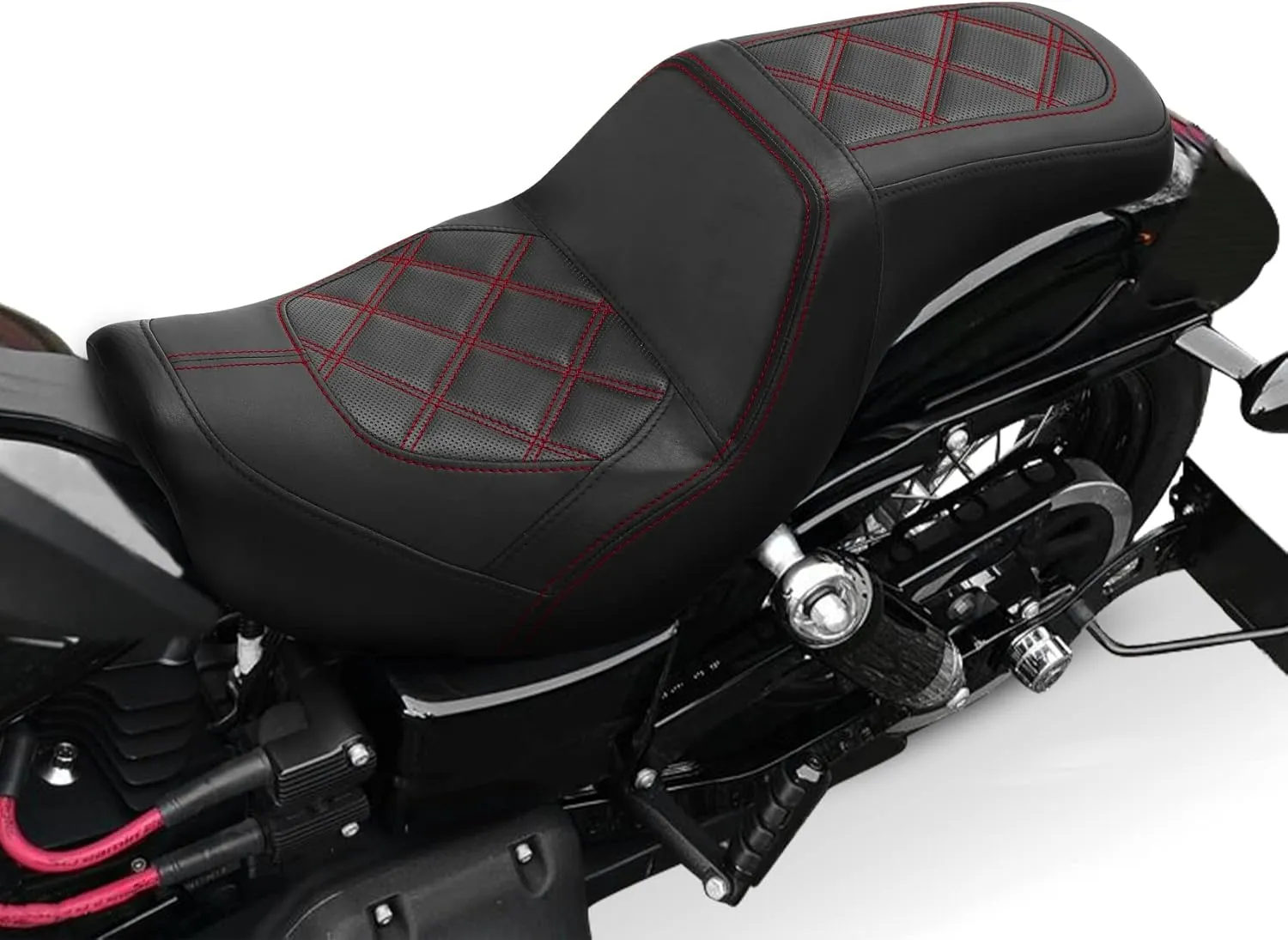 C.C. RIDER Step-Up Gel Driver Passenger Seat Rider Driver Passenger Seat Fit For Harley 2006-2017 FXD/FXDWG Dyna Models, FLD 2012-2016