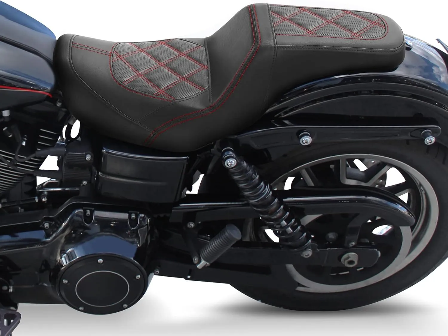 C.C. RIDER Step-Up Gel Driver Passenger Seat Rider Driver Passenger Seat Fit For Harley 2006-2017 FXD/FXDWG Dyna Models, FLD 2012-2016