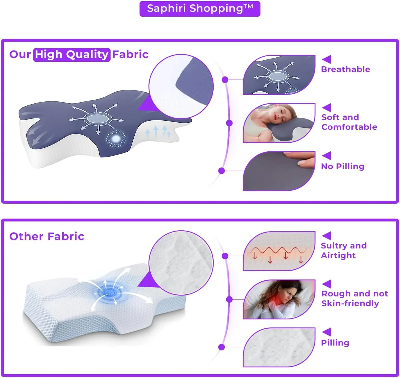 Cervical Neck Support Pillow for Cozy Sleeping Ergonomic Memory Foam Pillows Orthopedic Contour Shoulder Pain Relief Pillows Side Back Stomach Sleeper Bed Pillowcases (Light Grey, 61.5 * 34 * 13cm)