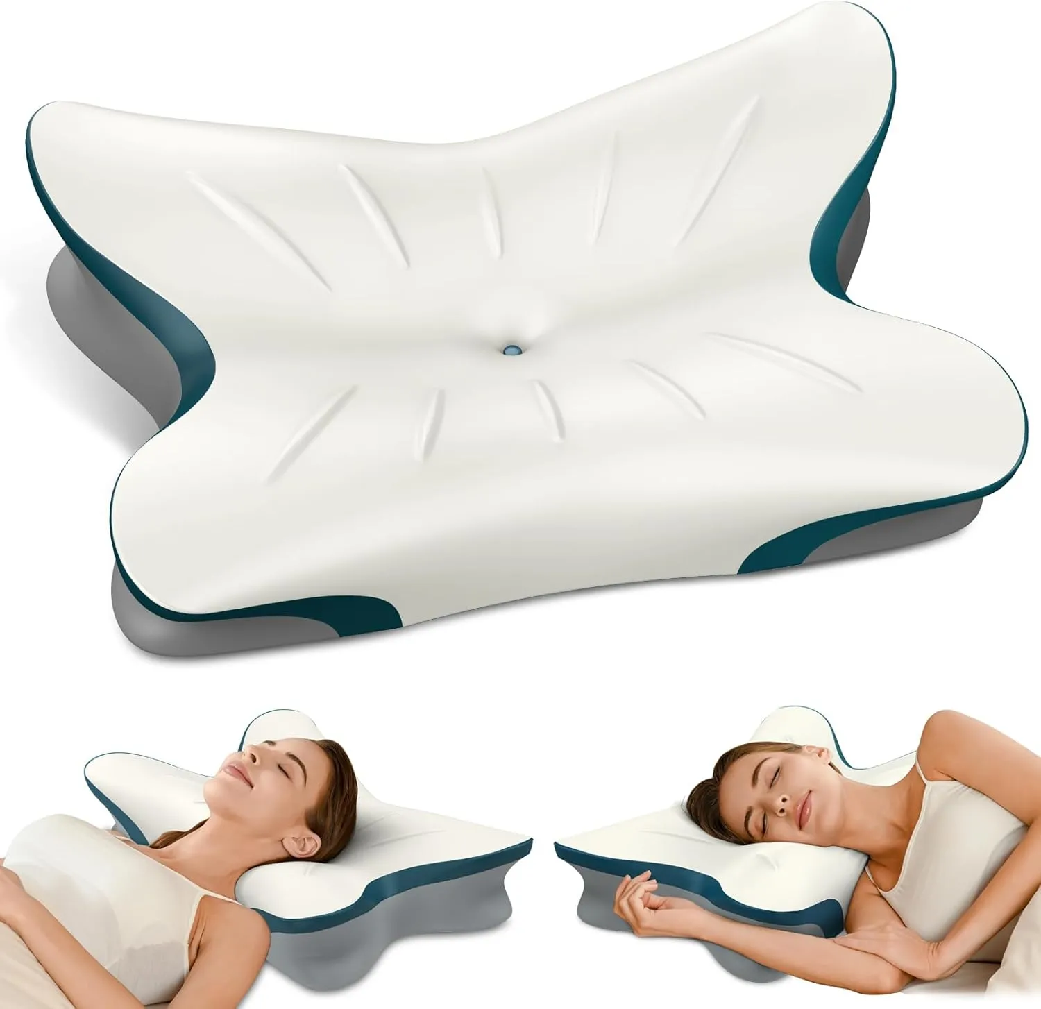 Cervical Pillow for Neck Pain Relief - Ergonomic Neck Pillow for Sleeping Contour Memory Foam Pillows with Cooling Pillowcase, Orthopedic Bed Pillow for Side Back Stomach Sleepers