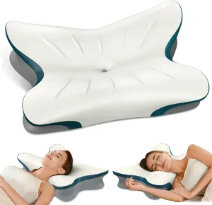 Cervical Pillow for Neck Pain Relief - Ergonomic Neck Pillow for Sleeping Contour Memory Foam Pillows with Cooling Pillowcase, Orthopedic Bed Pillow for Side Back Stomach Sleepers