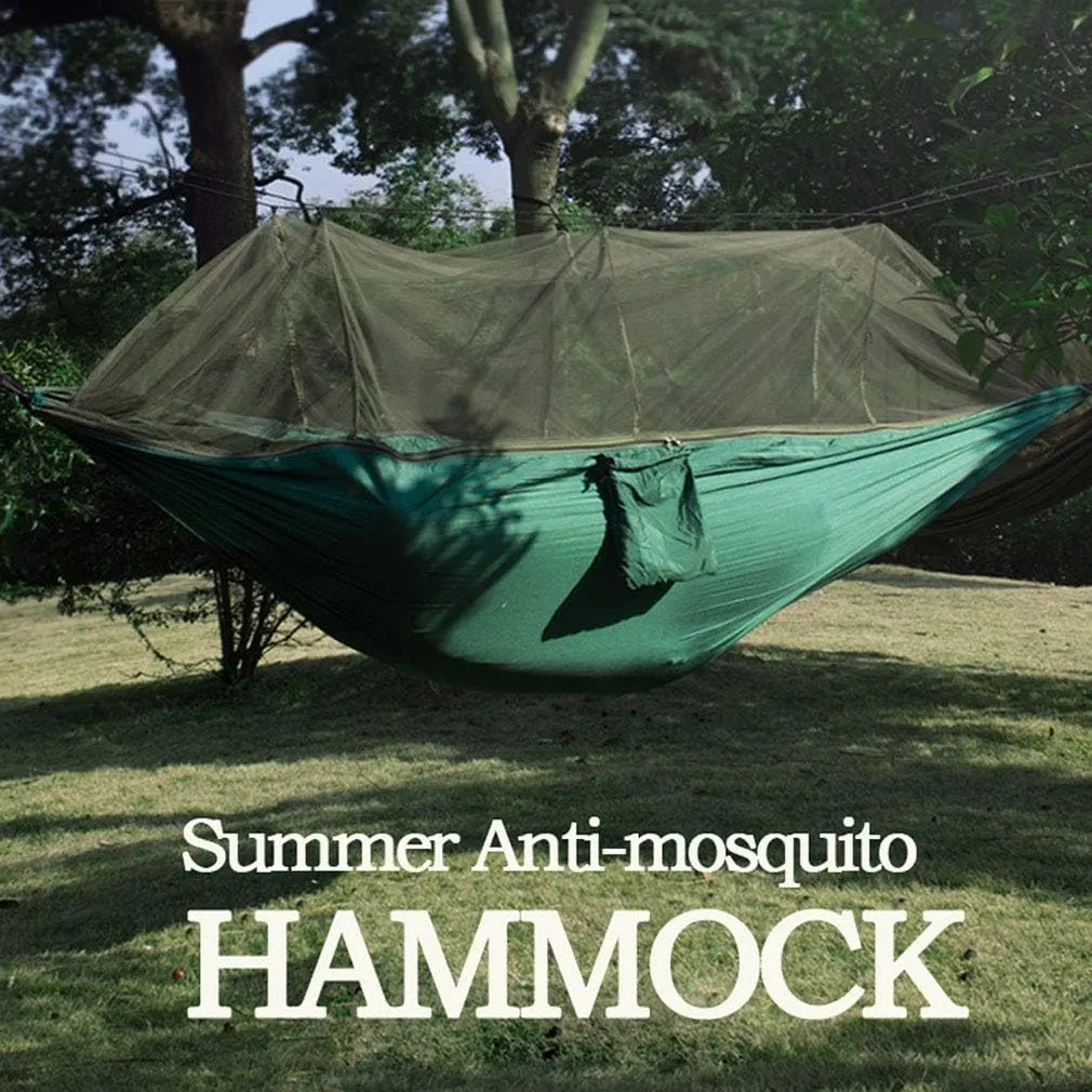 C/H Outdoor Camping Hammocks with Mosquito Net 1-2 Person Portable Travel Camping Fabric Hanging Swing Hammocks Bed for Garden Beach Travel Hiking Backpacking