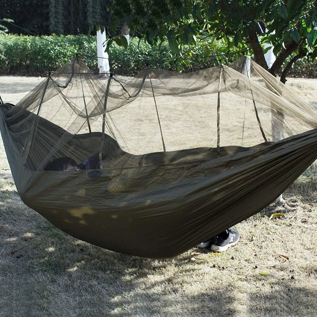 C/H Outdoor Camping Hammocks with Mosquito Net 1-2 Person Portable Travel Camping Fabric Hanging Swing Hammocks Bed for Garden Beach Travel Hiking Backpacking